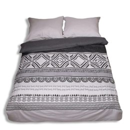 Pościel flanelowa 220x200 F-91 szara grafitowa ornamenty paski Matex