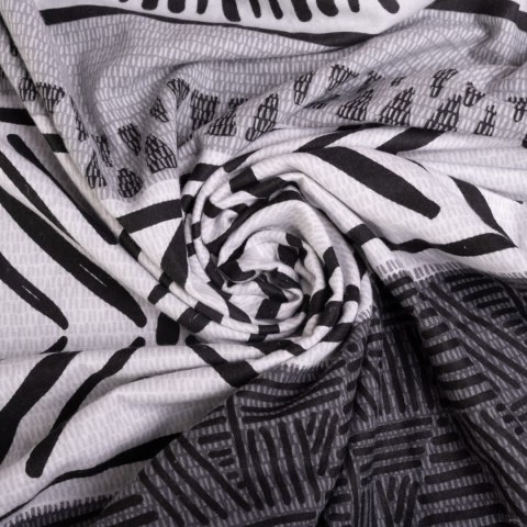 Pościel flanelowa 220x200 F-91 szara grafitowa ornamenty paski Matex Pościel flanelowa 220x200 F-91 szara grafitowa ornamenty paski Matex