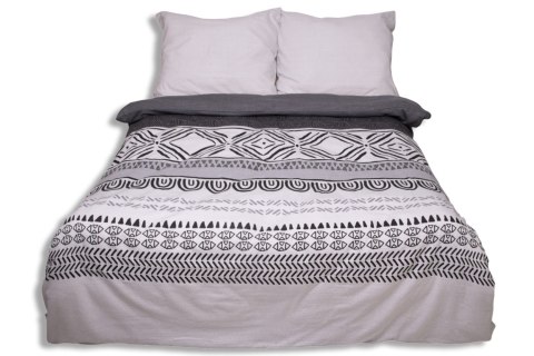 Pościel flanelowa 220x200 F-91 szara grafitowa ornamenty paski Matex Pościel flanelowa 220x200 F-91 szara grafitowa ornamenty paski Matex