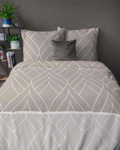 Pościel flanelowa 220x200 beżowa geometria 4947 B Flanela 2024 Pościel flanelowa 220x200 beżowa geometria 4947 B Flanela 2024