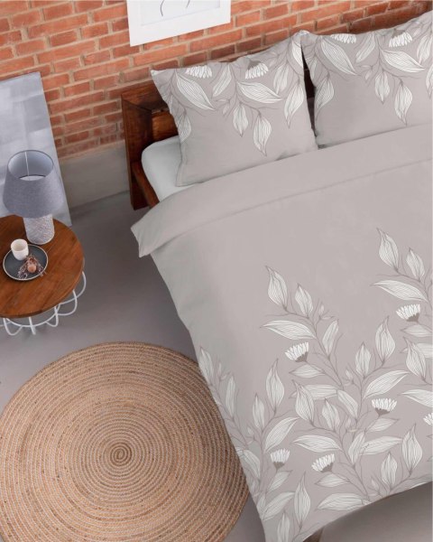 Pościel flanelowa 220x200 beżowa liście 4943 A Flanela 2024 Pościel flanelowa 220x200 beżowa liście 4943 A Flanela 2024