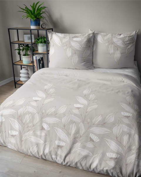 Pościel flanelowa 220x200 beżowa liście 4943 A Flanela 2024 Pościel flanelowa 220x200 beżowa liście 4943 A Flanela 2024