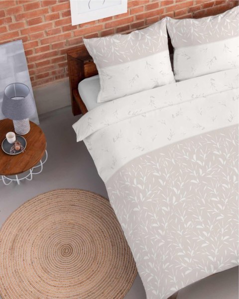 Pościel flanelowa 220x200 beżowa listki 4942 A Flanela 2024 Pościel flanelowa 220x200 beżowa listki 4942 A Flanela 2024