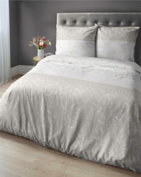 Pościel flanelowa 220x200 beżowa listki 4942 A Flanela 2024 Pościel flanelowa 220x200 beżowa listki 4942 A Flanela 2024