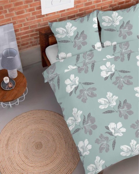 Pościel flanelowa 220x200 miętowa kwiaty 4945 B Flanela 2024 Pościel flanelowa 220x200 miętowa kwiaty 4945 B Flanela 2024