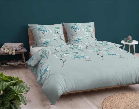 Pościel flanelowa 220x200 miętowa kwiaty 4953 B Flanela 2024 Pościel flanelowa 220x200 miętowa kwiaty 4953 B Flanela 2024