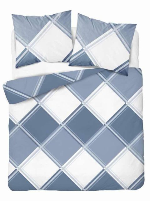 Pościel flanelowa 220x200 niebieska kratka 4955 B Flanela 2024