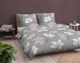 Pościel flanelowa 220x200 szara kwiaty 4945 A Flanela 2024