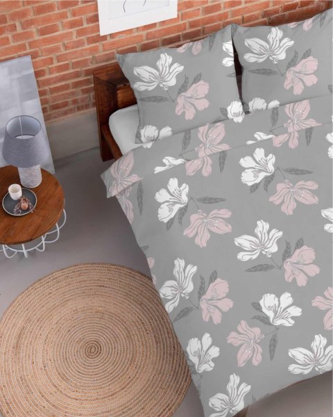 Pościel flanelowa 220x200 szara kwiaty 4945 A Flanela 2024 Pościel flanelowa 220x200 szara kwiaty 4945 A Flanela 2024