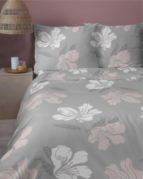 Pościel flanelowa 220x200 szara kwiaty 4945 A Flanela 2024 Pościel flanelowa 220x200 szara kwiaty 4945 A Flanela 2024