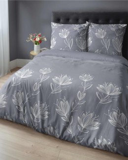 Pościel flanelowa 220x200 szara kwiaty 4946 B Flanela 2024