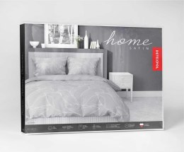 Pościel satynowa 140x200 szara biała kwiaty 5059B z jedną poszewką Home Satin 27