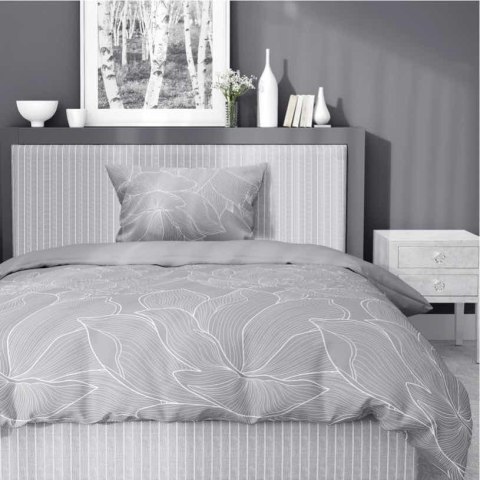 Pościel satynowa 140x200 szara biała kwiaty 5059B z jedną poszewką Home Satin 27 Pościel satynowa 140x200 szara biała kwiaty 5059B z jedną poszewką Home Satin 27