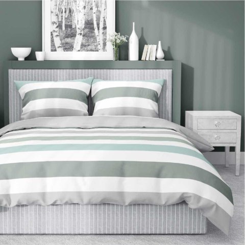 Pościel satynowa 160x200 biała szara zielona pasy 5053B Home Satin 27 Pościel satynowa 160x200 biała szara zielona pasy 5053B Home Satin 27