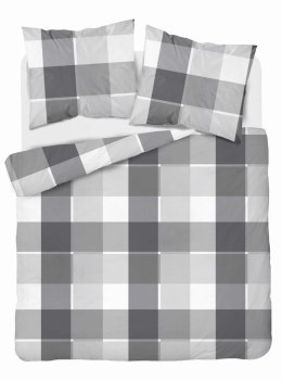Pościel satynowa 220x200 biała szara krata 5055B Home Satin 27