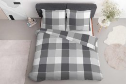 Pościel satynowa 220x200 biała szara krata 5055B Home Satin 27