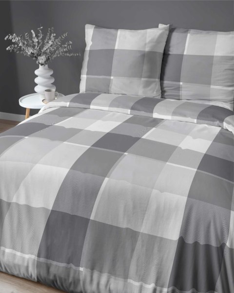 Pościel satynowa 220x200 biała szara krata 5055B Home Satin 27 Pościel satynowa 220x200 biała szara krata 5055B Home Satin 27