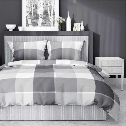 Pościel satynowa 220x200 biała szara krata 5055B Home Satin 27 Pościel satynowa 220x200 biała szara krata 5055B Home Satin 27