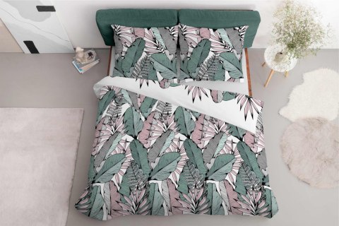 Pościel z mikrofibry 220x200 biała zielona liście 5169 A 30 Light Pościel z mikrofibry 220x200 biała zielona liście 5169 A 30 Light