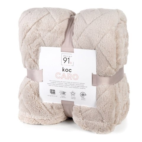 Koc narzuta 70x160 Caro beżowy z mikrofibry na fotel D91 Koc narzuta 70x160 Caro beżowy z mikrofibry na fotel D91