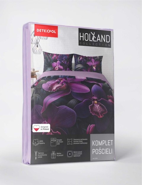 Pościel bawełniana 160x200 5128A fioletowa ciemna różowa kwiaty liście Holland Home 33 Pościel bawełniana 160x200 5128A fioletowa ciemna różowa kwiaty liście Holland Home 33