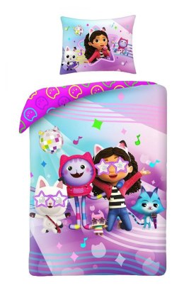 Pościel bawełniana 160x200 Koci domek Gabi Gabby`s Dollhouse różowa poszewka 70x80 H2
