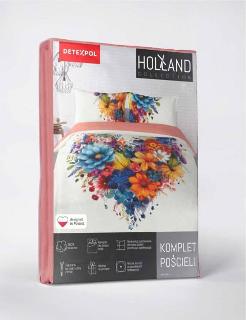Pościel bawełniana 220x200 5120A biała wielokolorowa Holland Home 33 Pościel bawełniana 220x200 5120A biała wielokolorowa Holland Home 33