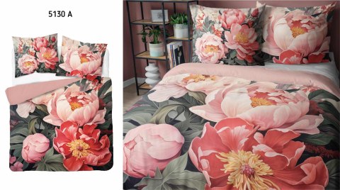 Pościel bawełniana 220x200 5130A różowa zielona kwiaty liście Holland Home 33 Pościel bawełniana 220x200 5130A różowa zielona kwiaty liście Holland Home 33