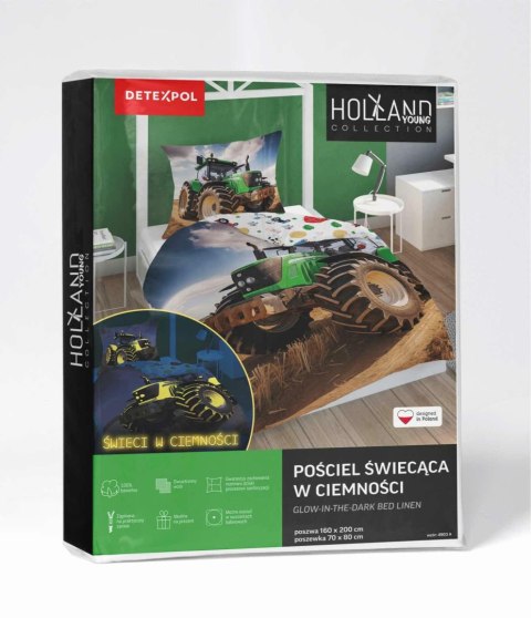 Pościel świecąca w ciemności 140x200 4903 A Traktor zielona brązowa wielokolorowa Fluo 78 Pościel świecąca w ciemności 140x200 4903 A Traktor zielona brązowa wielokolorowa Fluo 78