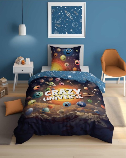 Pościel świecąca w ciemności 140x200 4905 A Crazy universe granatowa niebieska ciemna wielokolorowa planety Fluo 78 Pościel świecąca w ciemności 140x200 4905 A Crazy universe granatowa niebieska ciemna wielokolorowa planety Fluo 78