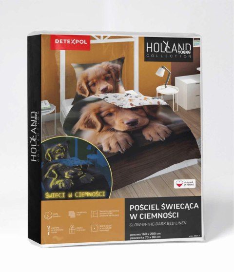 Pościel świecąca w ciemności 160x200 4904 A Piesek brązowa szara wielokolorowa Fluo 78 Pościel świecąca w ciemności 160x200 4904 A Piesek brązowa szara wielokolorowa Fluo 78
