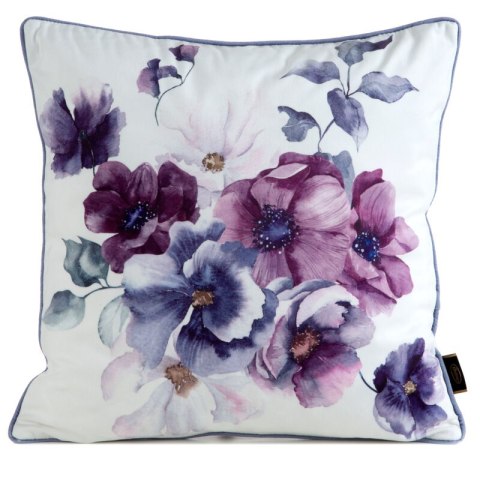 Poszewka dekoracyjna 45x45 Velvet 123 kremowa niebieska ze wzorem kwiatowym welurowa Eurofirany Poszewka dekoracyjna 45x45 Velvet 123 kremowa niebieska ze wzorem kwiatowym welurowa Eurofirany