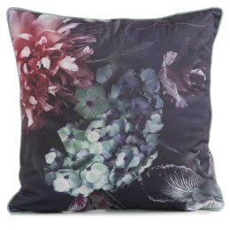 Poszewka dekoracyjna 45x45 Velvet 131 fioletowa ciemna ze wzorem kwiatowym welurowa Eurofirany