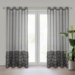 Firana 140x250 Carli czarna z falbanami gotowa na przelotkach Eurofirany