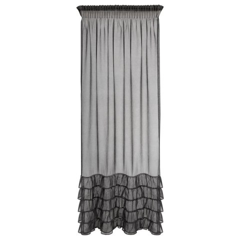 Firana 140x250 Carli czarna z falbanami gotowa na taśmie Eurofirany Firana 140x250 Carli czarna z falbanami gotowa na taśmie Eurofirany
