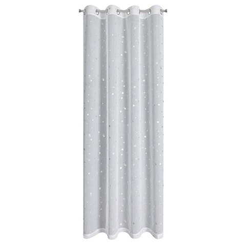 Firana 140x250 Star świąteczna biała srebrna gwiazdki z błyszczącym nadrukiem gotowa na przelotkach Eurofirany Firana 140x250 Star świąteczna biała srebrna gwiazdki z błyszczącym nadrukiem gotowa na przelotkach Eurofirany