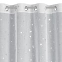 Firana 140x250 Star świąteczna biała srebrna gwiazdki z błyszczącym nadrukiem gotowa na przelotkach Eurofirany Firana 140x250 Star świąteczna biała srebrna gwiazdki z błyszczącym nadrukiem gotowa na przelotkach Eurofirany