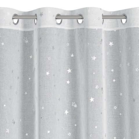 Firana 140x250 Star świąteczna biała srebrna gwiazdki z błyszczącym nadrukiem gotowa na przelotkach Eurofirany Firana 140x250 Star świąteczna biała srebrna gwiazdki z błyszczącym nadrukiem gotowa na przelotkach Eurofirany