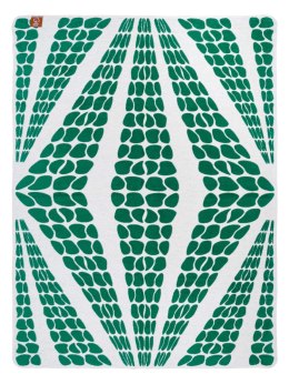 Koc bawełniany akrylowy 150x200 2138/2 Geometryczna lilia zielony narzuta pled wykończony szydełkiem SG