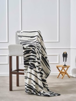 Koc bawełniany akrylowy 150x200 2141/2 Zebra biały czarny narzuta pled wykończony szydełkiem