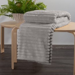 Koc narzuta 150x200 Soft beżowy z mikrofibry prążki D91