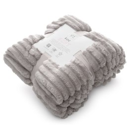 Koc narzuta 170x210 Soft beżowy z mikrofibry prążki D91