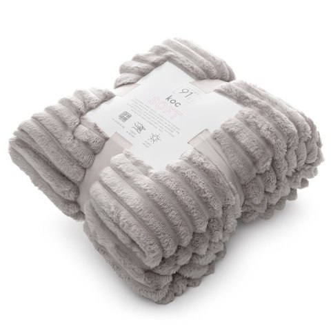 Koc narzuta 170x210 Soft beżowy z mikrofibry prążki D91 Koc narzuta 170x210 Soft beżowy z mikrofibry prążki D91