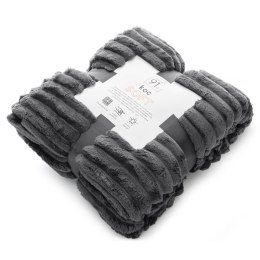 Koc narzuta 170x210 Soft stalowy z mikrofibry prążki D91