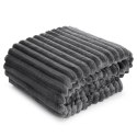 Koc narzuta 170x210 Soft stalowy z mikrofibry prążki D91 Koc narzuta 170x210 Soft stalowy z mikrofibry prążki D91