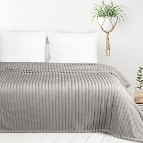 Koc narzuta 70x160 Soft beżowy z mikrofibry prążki na fotel D91 Koc narzuta 70x160 Soft beżowy z mikrofibry prążki na fotel D91