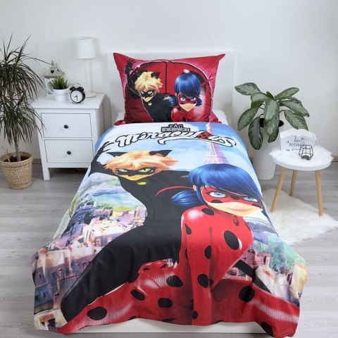 Pościel bawełniana 140x200 Biedronka i Czarny Kot Ladybug Miraculous czerwona w czarne kropki JF24 Pościel bawełniana 140x200 Biedronka i Czarny Kot Ladybug Miraculous czerwona w czarne kropki JF24