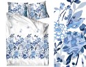 Pościel bawełniana 160x200 Flo błękitna biała liście kwiaty Bielbaw Premium Pościel bawełniana 160x200 Flo błękitna biała liście kwiaty Bielbaw Premium