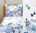 Pościel bawełniana 160x200 Flo błękitna biała liście kwiaty Bielbaw Premium Pościel bawełniana 160x200 Flo błękitna biała liście kwiaty Bielbaw Premium