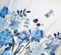 Pościel bawełniana 160x200 Flo błękitna biała liście kwiaty Bielbaw Premium Pościel bawełniana 160x200 Flo błękitna biała liście kwiaty Bielbaw Premium